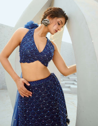 Medusa deep blue lehenga set