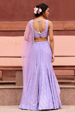 Zara Lavender Lehenga Set by Chamee And Palak, available on Indiaspopup.com