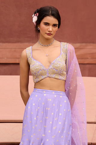 Zara Lavender Lehenga Set by Chamee And Palak, available on Indiaspopup.com