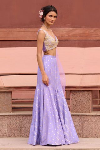 Zara Lavender Lehenga Set by Chamee And Palak, available on Indiaspopup.com