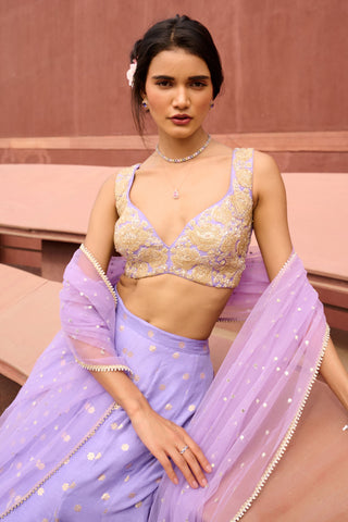 Zara Lavender Lehenga Set by Chamee And Palak, available on Indiaspopup.com