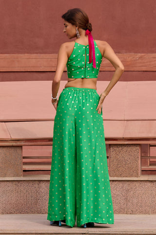 Mila Green Palazzo Set by Chamee And Palak, available on Indiaspopup.com