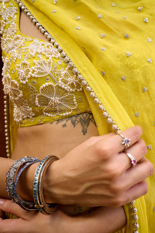 Roma Yellow Lehenga Set by Chamee And Palak, available on Indiaspopup.com