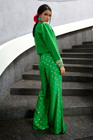 Remy Green Palazzo And Jacket Set by Chamee And Palak, available on Indiaspopup.com