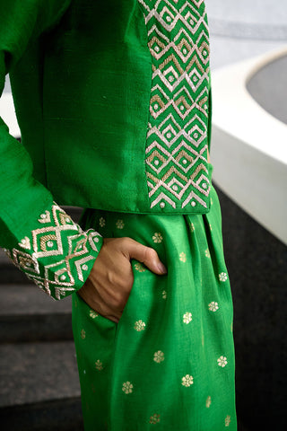 Remy Green Palazzo And Jacket Set by Chamee And Palak, available on Indiaspopup.com