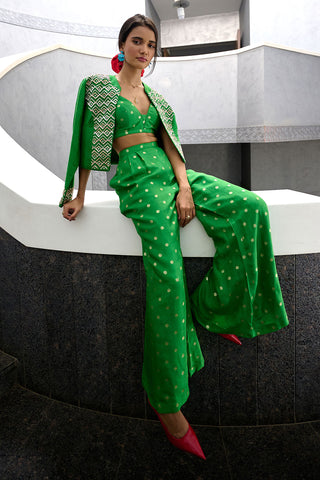 Remy Green Palazzo And Jacket Set by Chamee And Palak, available on Indiaspopup.com