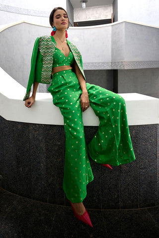 Remy Green Palazzo And Jacket Set by Chamee And Palak, available on Indiaspopup.com