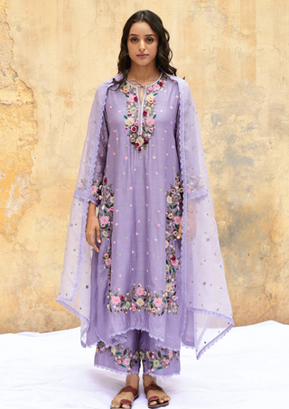 Niti Bothra-Lilac Orchid Heavy Long Kurta Set-INDIASPOPUP.COM