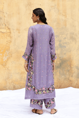 Niti Bothra-Lilac Orchid Heavy Long Kurta Set-INDIASPOPUP.COM