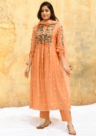 Niti Bothra-Peach Orchid Kurta And Pants-INDIASPOPUP.COM