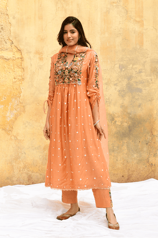 Niti Bothra-Peach Orchid Kurta And Pants-INDIASPOPUP.COM