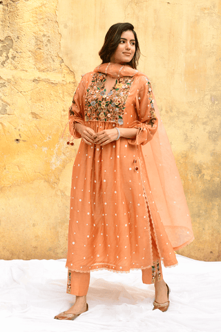 Niti Bothra-Peach Orchid Kurta And Pants-INDIASPOPUP.COM