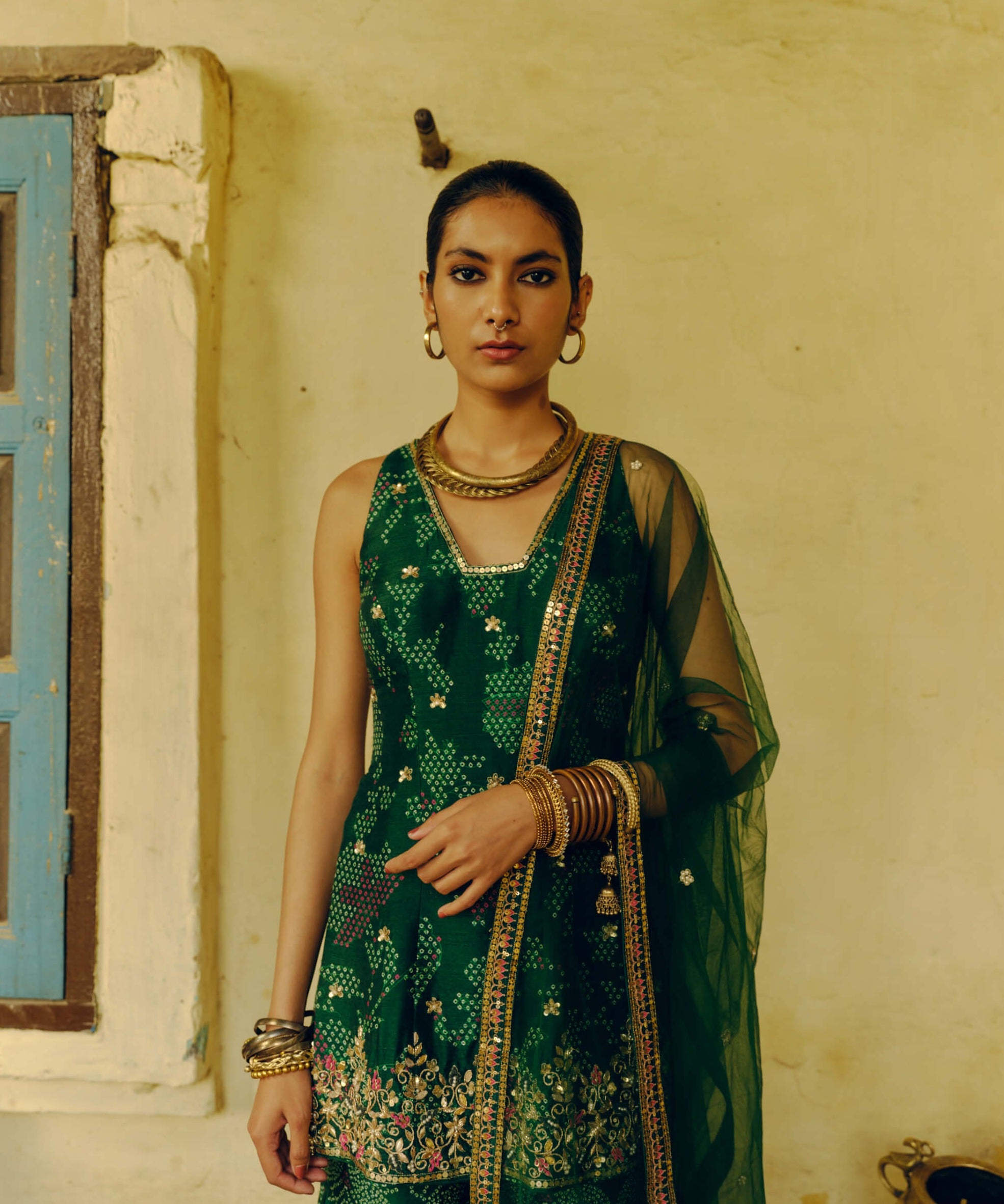 green sharara dress Fiori Sage Green Sharara Set