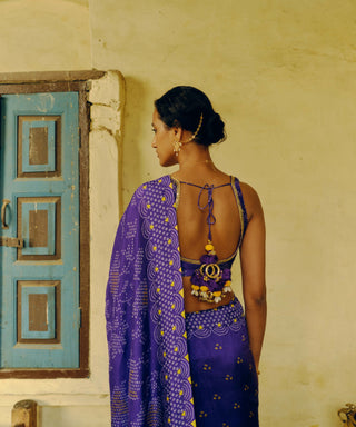 Drishti & Zahabia-Iris Purple Sari And Blouse-INDIASPOPUP.COM