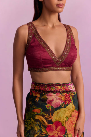 Ruhie Multicolor Floral Sari And Blouse by Kalista available on Indiaspopup.com