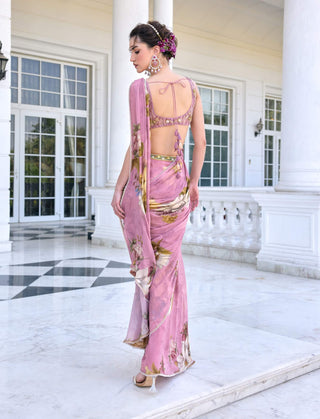Keisha onion pink draped sari and blouse