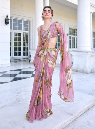 Keisha onion pink draped sari and blouse