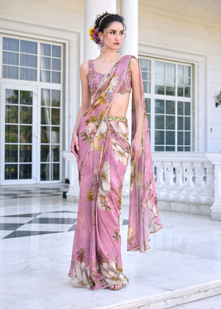 Keisha onion pink draped sari and blouse
