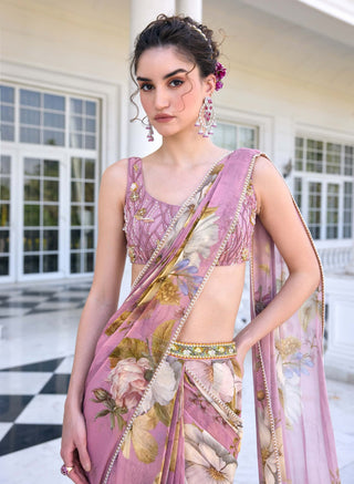 Keisha onion pink draped sari and blouse