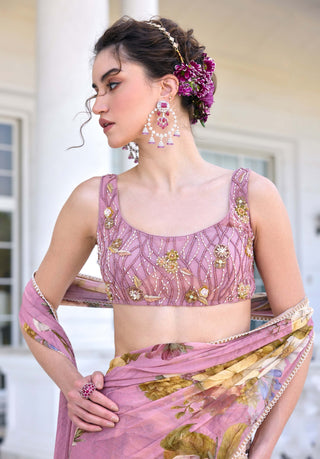 Keisha onion pink draped sari and blouse