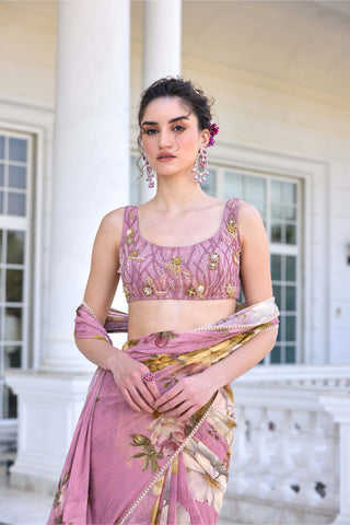 Keisha onion pink draped sari and blouse