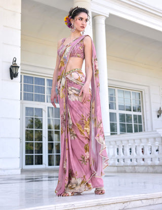 Keisha onion pink draped sari and blouse