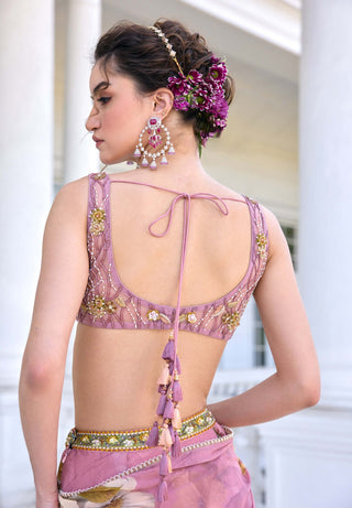 Keisha onion pink draped sari and blouse