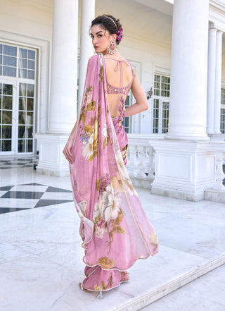 Keisha onion pink draped sari and blouse