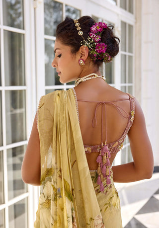 Keisha beige draped sari and blouse