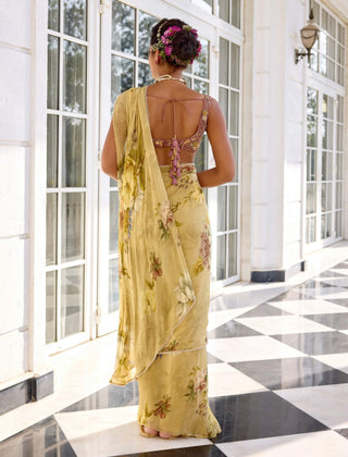 Keisha beige draped sari and blouse