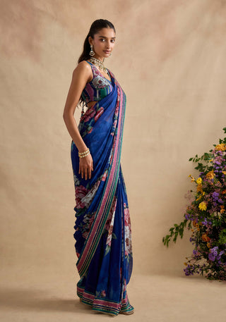 Aashna royal blue draped sari with blouse