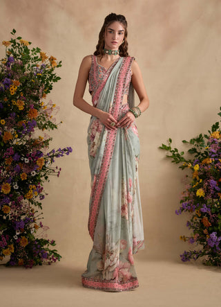 Jiveeka soft mint sari and blouse