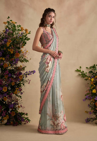 Jiveeka soft mint sari and blouse