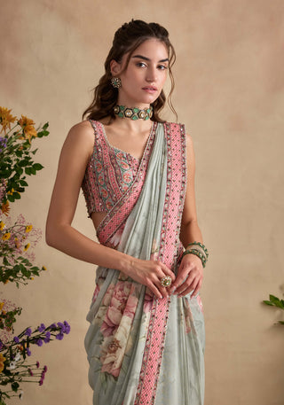 Jiveeka soft mint sari and blouse