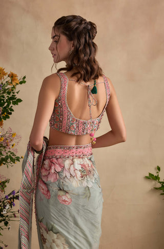 Jiveeka soft mint sari and blouse