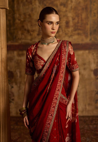 Sayna maroon sari and blouse
