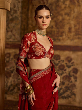 Sayna maroon sari and blouse