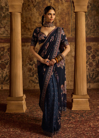 Sayna midnight blue sari with blouse