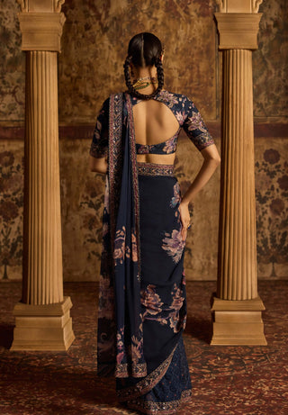 Sayna midnight blue sari with blouse
