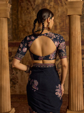 Sayna midnight blue sari with blouse