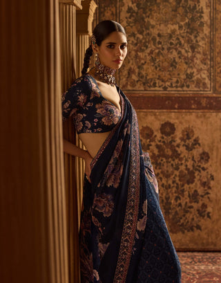 Sayna midnight blue sari with blouse