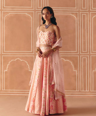 Blush pink lehenga and corset set