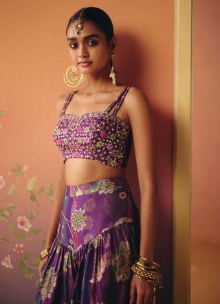 Saanjh purple crop top with harem pants