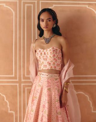Blush pink lehenga and corset set