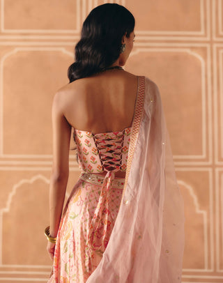 Blush pink lehenga and corset set