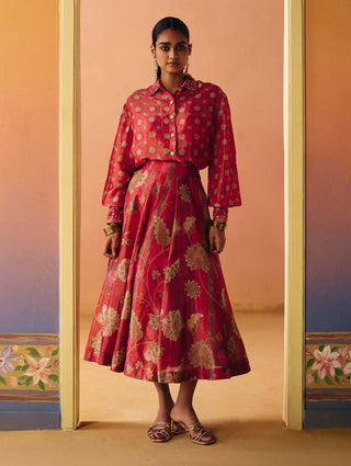 Ruhi pink skirt with shirt