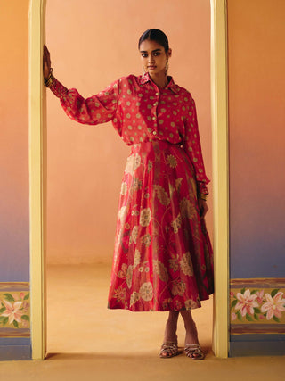 Ruhi pink skirt with shirt
