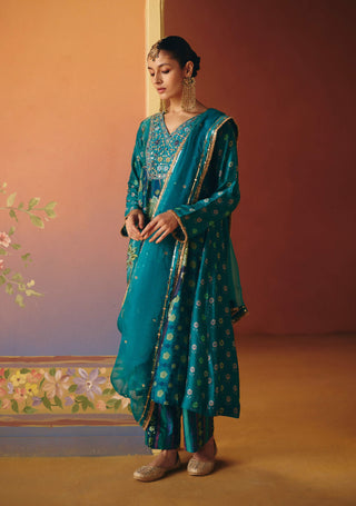 Mahi blue printed kurta set