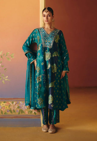 Mahi blue printed kurta set