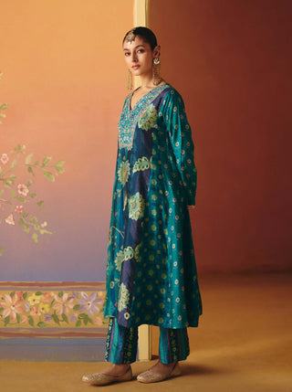 Mahi blue printed kurta set